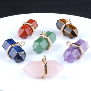Collana con Pendente in Cristallo di Ametista, Agata Esagonale in Pietra Naturale, Catena in Acciaio Inossidabile per Uomo e Donna - Product Image 1