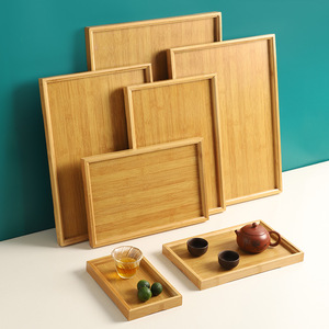Bandeja rectangular de madera de bambú para servir té y comida, uso en hoteles y catering. - Product Image 1
