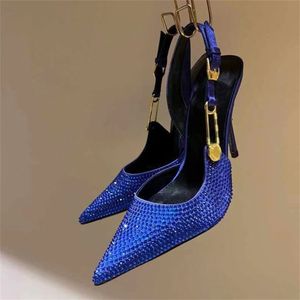 Sandali da Donna di Lusso Scarpe alla Moda a Punta con Strass e <span class=keywords><strong>Tacchi</strong></span> a Spillo per Signore - Product Image 4