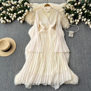 Vestido Largo de Noche para Mujer, Estilo Vintage, con Corte Evase, de Chifón, para Fiestas - Product Image 1