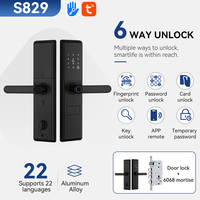 Kunci Pintu Pintar WiFi Tuya S829 Harga Kompetitif, Buka Kunci Sidik Jari, Kata Sandi, Kartu Kunci, Penyimpanan Cloud, Kontrol Aplikasi untuk Pintu Kayu