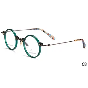 2022 new high quality plate Italian vintage optical frame red eyeglasses frame round myopia frame for women classic eyewear