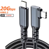 Câble USB-C tressé haute vitesse Zeniqeen 5A 240W, câble de données USB 3.2 Type-C à charge rapide pour téléphones mobiles et ordinateurs, coudé
