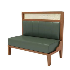 Chaise de restaurant moderne de haute qualité chaise de café en bois avec accoudoir coussin en cuir siège de cabine chaise en rotin et ensemble de table - Product Image 6