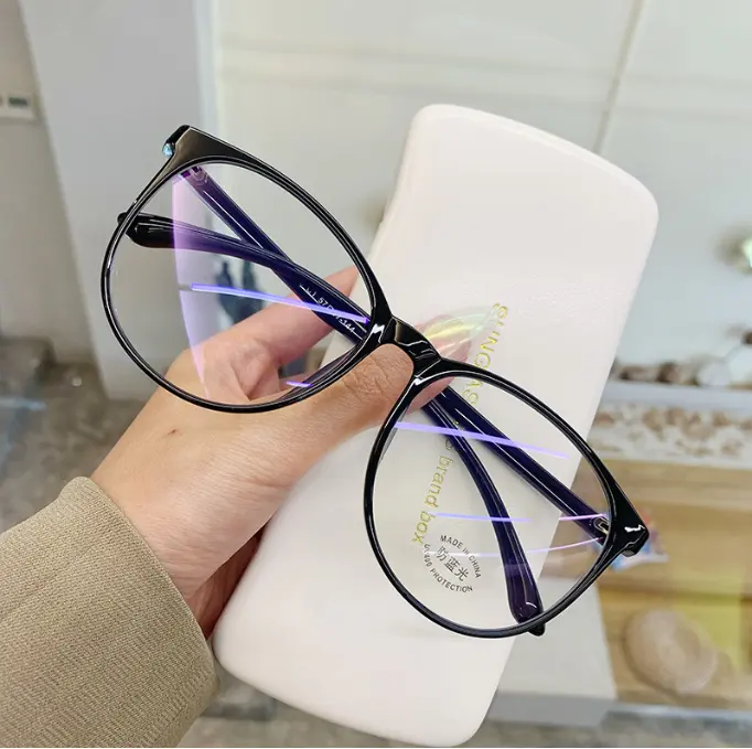 Anti Blue Light Round Computer Designer Glasses Frame Eyeglasses Women