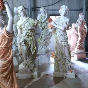 Estatua <span class=keywords><strong>de</strong></span> Mármol <span class=keywords><strong>de</strong></span> Tamaño Real, Escultura <span class=keywords><strong>de</strong></span> Mujer Tallada a Mano en Piedra Natural con Flores - Product Image 4