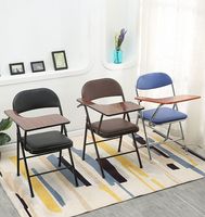 Chaise pliante empilable moderne portable en métal chromé pour bureau/conférence/réunion scolaire avec support de tablette à main droite