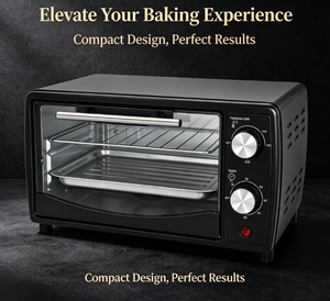 Mini Horno Tostador Eléctrico Negro de 11L, 800W de Potencia, Temporizador de 60 Minutos, Puerta de Vidrio, Asa de Acero Inoxidable para Comidas Rápidas, Bocadillos y Uso en Exteriores - Product Image 5