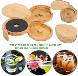 Holz Bambus Cocktail Rimmer-Set und Margarita Salz Rimmer Bar Glaswerkzeug