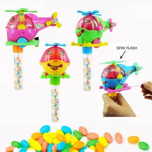 促销闪光拉线直升机廉价糖果玩具，带果糖糖果制造商的空糖果容器