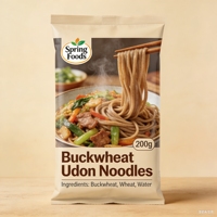 Nouilles Udon Cuites à Faible Teneur en Sodium, à Base de Blé Dur et de Sarrasin, en Sachet pour un Repas Sain