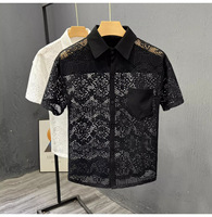 Kemeja Pria Kasual Berlubang Lengan Pendek, Kemeja Kancing Kerah Terbaru 2026 dengan Saku, Atasan Streetwear