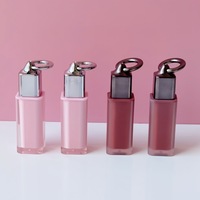 Tube de brillant à lèvres carré de luxe ppwr avec anneau argenté, conteneur vide pour rouge à lèvres, emballage cosmétique haut de gamme personnalisé