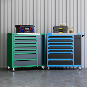 Nhiệm vụ nặng nề sắt hội thảo cán xe đẩy với 7 ngăn kéo & 1 cửa nhà để xe lưu trữ công cụ giỏ hàng 200kg Tải công suất 3-điểm khóa - Product Image 3