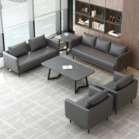 Ensemble canapé 3 places en cuir de style américain moderne et table basse, format compact pour la maison, le bureau, le salon ou la réception professionnelle
