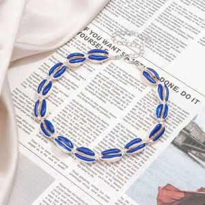 Bohemian Hand Woven Painted Seashell Necklace <b>Bracelet</b> Earrings <b>Set</b> For Women Beach Vacation Jewelry - Product Image 2