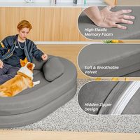 Sillón Puff 3 en 1 para Adultos, Sofá Cama de Piso con Almohada, Espuma Comprimida, Sofá Cama Convertible