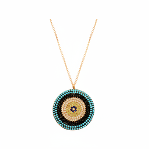 Collier Design avec pendentif mauvais œil, en argent sterling 925, plaqué or Rose, bijou de créateur, tendance - Product Image 2