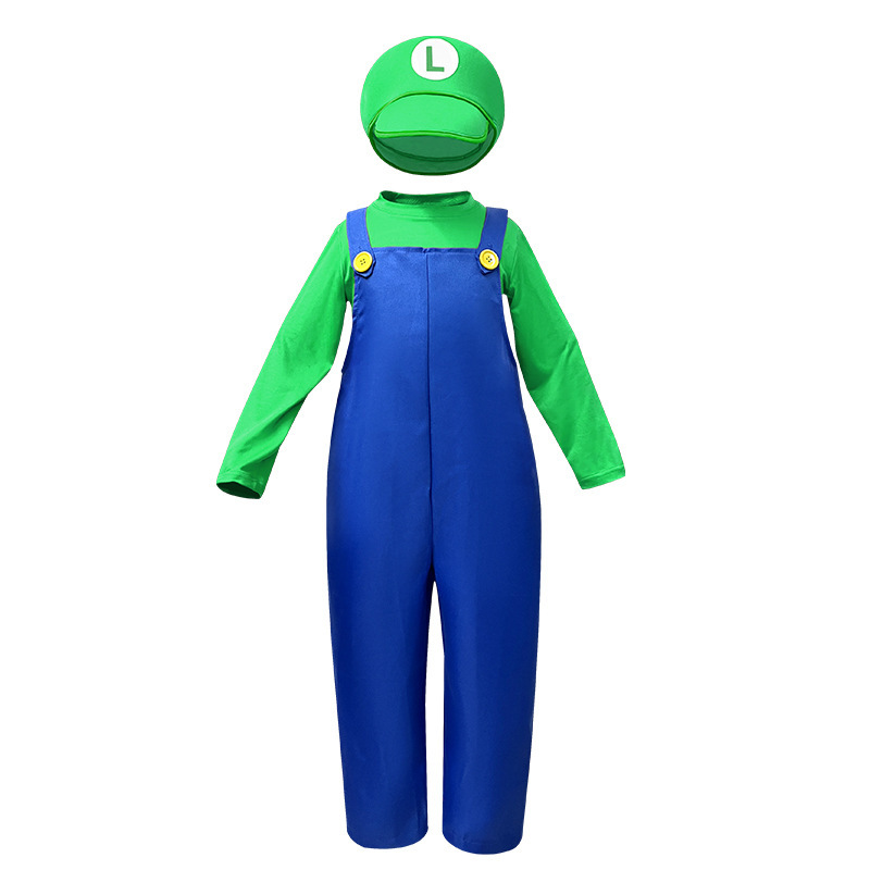 Children's green [hat+beard+top+overalls+gloves]