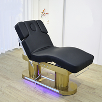 Chaise de Soin Esthétique Électrique Noire en Promotion, Lit Incurvé pour Soins du Visage et Cils, Table de Massage Beauté, Mobilier pour Spa, Salon et Institut de Beauté