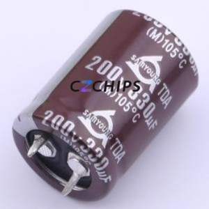 TDA200V330M22*30 V Snap-in Aluminum Electrolytic Capacitor Through hole Component (THT),D22xL30mm 330uF 20% 200V 10mm - Product Image 1