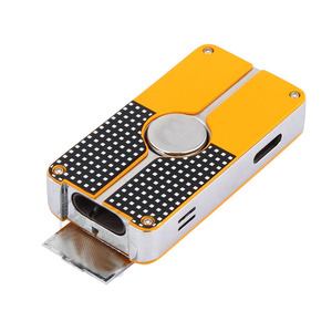 Briquet torche à jet de cigare électronique à trois flammes, coupe-vent, rechargeable avec poinçon, pour le camping, dans une boîte cadeau emballée - Product Image 2