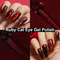 Vernis à ongles gel œil de chat rubis, parfait pour les ongles festifs, la Saint-Valentin, les collections d'hiver et les salons de manucure haut de gamme, rouge gel de Noël