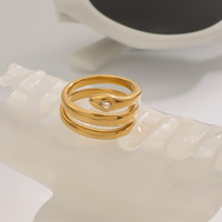 Bague ondulée superposée en acier inoxydable Gaovo pour femme, bijou fantaisie géométrique, accessoire de mode, collection cadeau