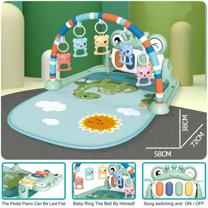 Palestrina Neonato Con Tappetino Da Gioco - 6 Giocattoli Appesi, Specchio, Cuscino Tummy Time - Foto 8