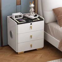 Table de chevet intelligente avec coffre-fort caché, verrouillage par empreinte digitale, charge sans fil, lumière LED, meuble de chevet multifonction de luxe pour chambre à coucher