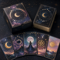 Cartes de tarot astrologiques personnalisées sur le thème de la lune, jeu de cartes oracle du zodiaque avec illustration unique et boîte de rangement
