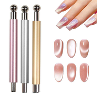 Baguette magnétique à double tête avec perles magnétiques rondes pour la création d'effets de vernis gel pour les yeux de chat, outil de manucure pour salon ou maison