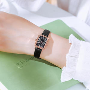 Reloj cuadrado minimalista de estilo coreano, elegante reloj de cuarzo para mujer, correa de cuero resistente al agua. - Product Image 5