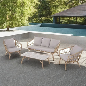 Yoho moderno exterior plástico ratán marco de aluminio mimbre sofá combinación seccional Muebles de Jardín resistente a los rayos UV a prueba de agua - Product Image 4