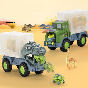 Venta Caliente: 3 Figuras de Dinosaurios Pequeños y 2 Vehículos de Dinosaurios, Juguete de Plástico ABS Fundido a Presión, Estuche Portátil de Almacenamiento - Product Image 1