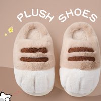 Chaussons d'hiver et d'automne en coton à motif patte de chat, doublés et épaissis, pour usage intérieur et extérieur, pour enfants