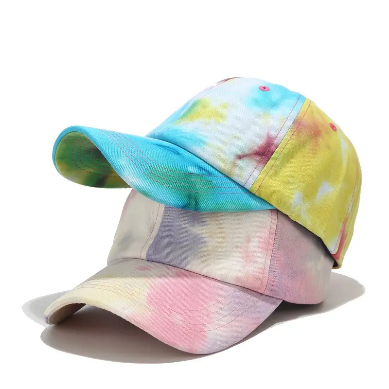 Seasonal Printed Adjustable Tie Dyed Curved Brim Men's And Women's Hip-hop Pure Cotton Baseball Sport Cap