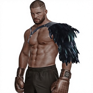 Costume da Cavaliere Medievale Gotico con Piume per Halloween, <span class=keywords><strong>Accessori</strong></span> Regolabili in Pelle PU per Cosplay da Guerriero Vichingo - Product Image 2