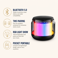 Mini haut-parleur portable en acrylique transparent avec lumière LED RGB TWS, 500 mAh, 3 W, pour bureau, extérieur, maison