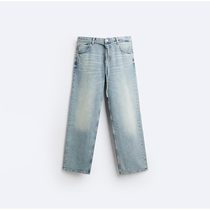 Nuevos pantalones vaqueros de mezclilla para hombre estilo americano, con estampados, acabado resistente, pierna recta y corte holgado. - Product Image 3