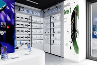 Conception de l'aménagement de magasin de téléphonie mobile personnalisée, présentoir de présentation d'accessoires de téléphonie mobile