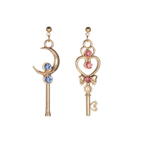 Boucles d'oreilles asymétriques Cœur et Lune Style Marin pour Filles - Breloques Tendance