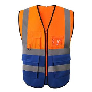 Veste <span class=keywords><strong>de</strong></span> sécurité haute visibilité <span class=keywords><strong>orange</strong></span> et bleue personnalisée avec logo pour travaux <span class=keywords><strong>de</strong></span> construction, vêtements <span class=keywords><strong>de</strong></span> <span class=keywords><strong>travail</strong></span> <span class=keywords><strong>de</strong></span> sécurité - Product Image 4