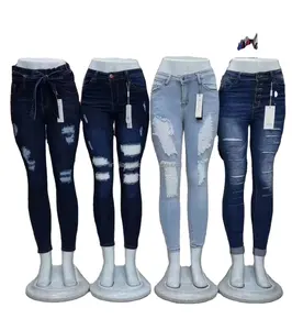 2023 Slim Fit Elastic Damen Jeans hose Enge High Waist Pencil Jeans Großhandel Anpassung