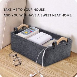 Popular Grey Color <b>Basket</b> with Handles Dog Cat Toys Office Felt <b>Storage</b> <b>Basket</b> - Product Image 3