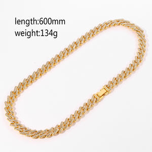 18K chapado en oro Iced Out HipHop hombres cristal diamante Rhinestone grueso Miami cubano enlace cadena collar - Product Image 4