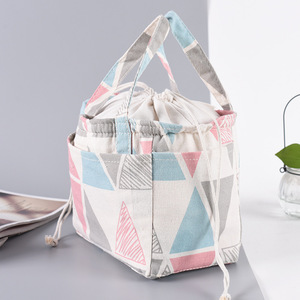 Custom Logo Cotton Cloth Aluminum Foil Tote Insulated Cooler <b>Bag</b> Meal Lunch <b>Bag</b> for <b>Kids</b> Cooler <b>Bag</b> <b>Drawstring</b> - Product Image 2