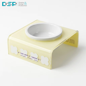 DSP Vietnam Factory Tilted Acrylic Neck Protection Storage Drawer Elevated Dog <b>Cat</b> Pet Food Water Bowl Stand with Non-Slip Base - Product Image 4