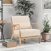 Fauteuils d'appoint modernes rembourrés pour lecture et détente, style farmhouse, en bois massif et tissu