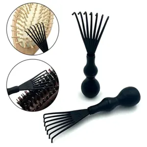 Portable Black Plastic Massage Comb Wooden Comb Hair Brush Cleaner to Clean Up Messy piled Hair